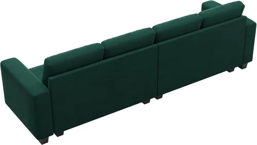 Miniatura 8 de Belffin Sofá modular de terciopelo de 4 asientos, sofá seccional de 4 asientos para sala de estar, verde