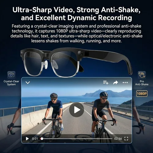 Miniatura 4 de Gafas Inteligentes AI para Vlogging y Fotografía - Gafas de Cámara de Grabación 4K con Estabilización AI, Bluetooth 5.3, Audio Integrado