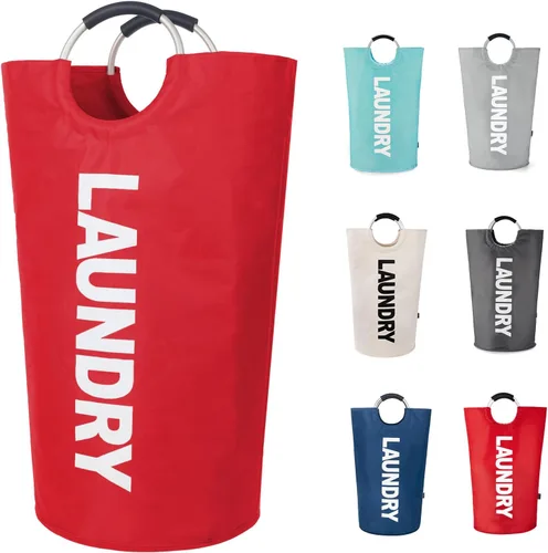 Miniatura 15 de Twira Cesta de lavandería grande de 90 litros, cesta de lavandería que se mantiene bien, bolsa de lavandería con asas acolchadas, contenedor de ropa