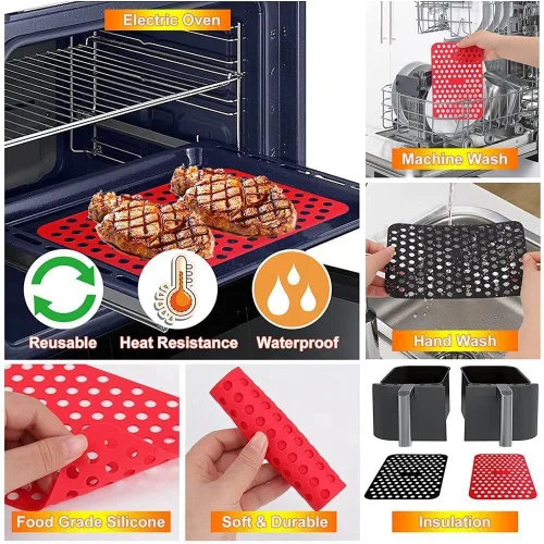 Miniatura 4 de Forros reutilizables de silicona para freidora de aire Ninja Foodi Dual DZ201, accesorios antiadherentes para freidora de aire, papel pergamino