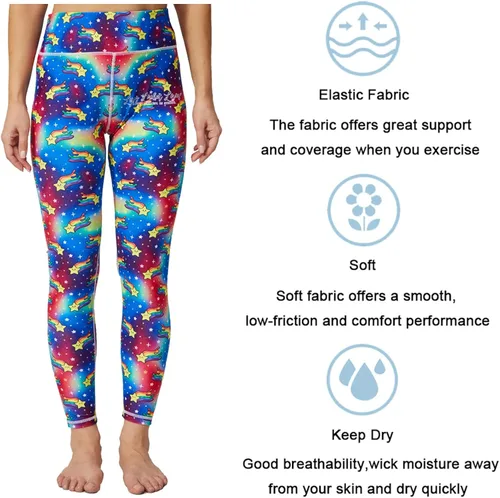 Miniatura 5 de UIUO-UIPEU Pantalones de yoga impresos para mujer leggings de compresión con control de abdomen y bolsillo