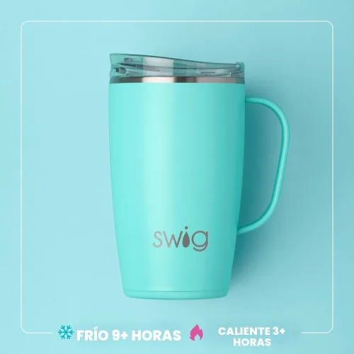 Miniatura 3 de Swig Life Taza de Viaje de 18 oz, Vaso Aislante con Asa y Tapa, Taza de Café de Viaje, Compatible con Portavasos, Acero Inoxidable, Vaso de 18 oz