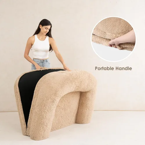 Miniatura 7 de EHEYCIGA Cama plegable XL para perros, 46 x 34 x 6.5 pulgadas, sofá cama mullida de piel sintética para perros grandes, cama ortopédica calmante