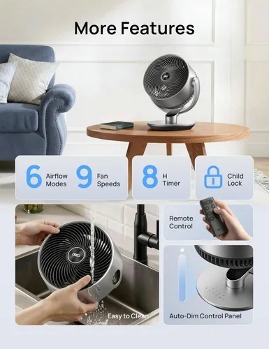 Miniatura 8 de Dreo - Ventilador inteligente silencioso de 16 pulgadas 25dB para dormitorio, ventilador de habitación DC con control remoto, ventilador oscilante