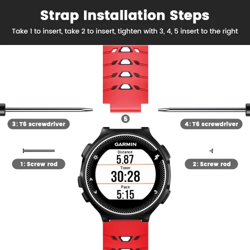 Miniatura 6 de Para Forerunner 630/235/620/735XT/220/230/Approach S20/S6/S5, correa de reloj de silicona suave de dos en uno, rojo-negro
