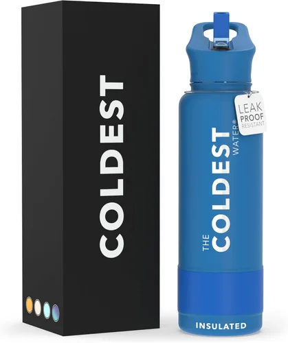 Miniatura 59 de Coldest - Botella para agua con tapa que incluye pajilla, térmica y metálica (acero inoxidable), para hombres y mujeres, color morado