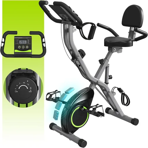 Foldable Exercise Bike for Small Apartments, Stationary Bikes for Home, Indoor Portable Cycling Bike with 16-Level Magnetic Resistance, 260LBS