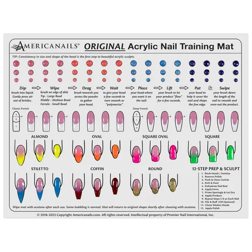 Miniatura 9 de Americanails Mini - Alfombra de acrílico de entrenamiento para uñas, hoja de silicona para principiantes, aplique uñas acrílicas con plantilla