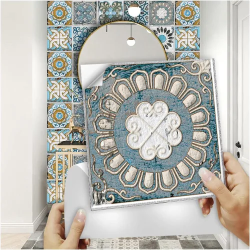 Miniatura 16 de 10 hojas de calcomanías para azulejos de 6 x 6 pulgadas, vinilo impermeable para cocina, baño, ducha, decoración de pared