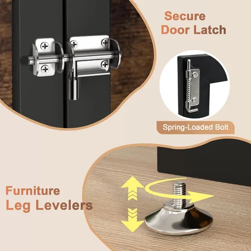 Miniatura 4 de rehomerance 42" Mueble de Jaula para Perros de Alta Resistencia para Perros Grandes y Medianos, Diseño Cerrado de Perrera de Madera y Metal, Mueble