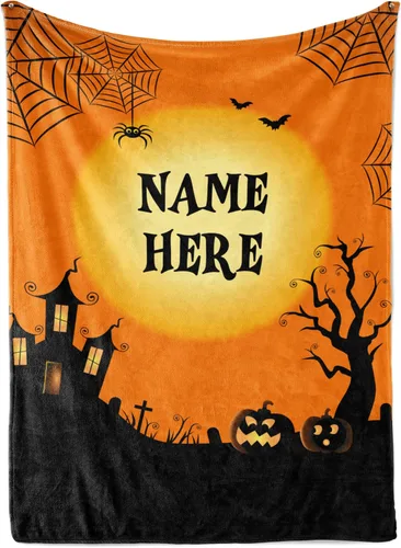 Miniatura 11 de Manta personalizada de murciélagos de Halloween, se envía al día siguiente, fabricada en Estados Unidos, suave, ligera, manta de vellón o sherpa