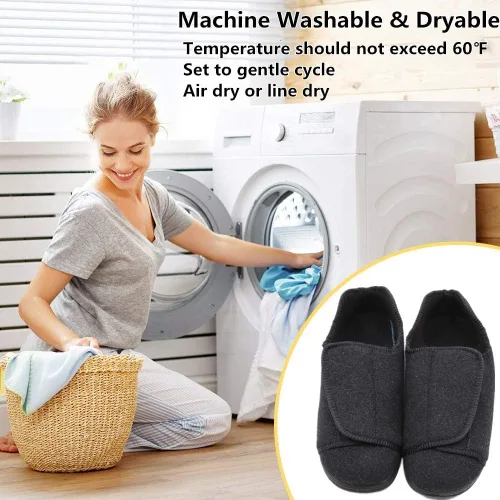Miniatura 6 de Zapatillas de recuperación diabética extra anchas ajustables para hombre, artritis, edema, pies hinchados, calzado para interiores y exteriores