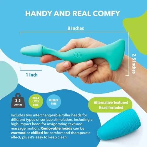 Miniatura 4 de RAD Rodillo facial 2 en 1, opciones de cabeza de rodillo de silicona texturizada y suave, apto para congelador para tratamiento frío, arrugas