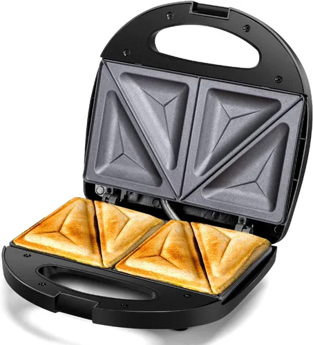 Aigostar 2en1 Sandwichera Panini Prensa Parrilla con Placas Antiadherentes, Prensa Parrilla Eléctrica de Calefacción Doble Cara, Tostador de
