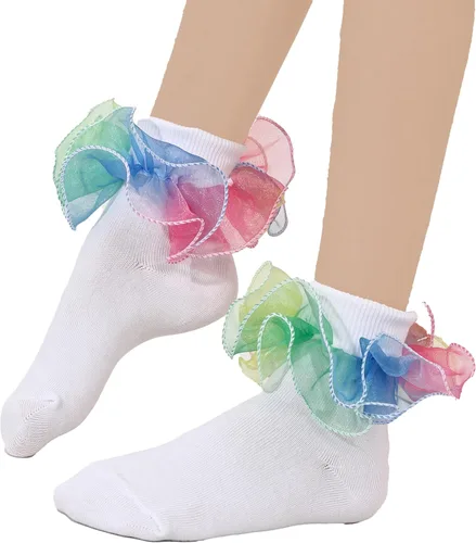 Miniatura 5 de WEIDUAINI Calcetines de algodón con volantes de encaje para bebés y bebés