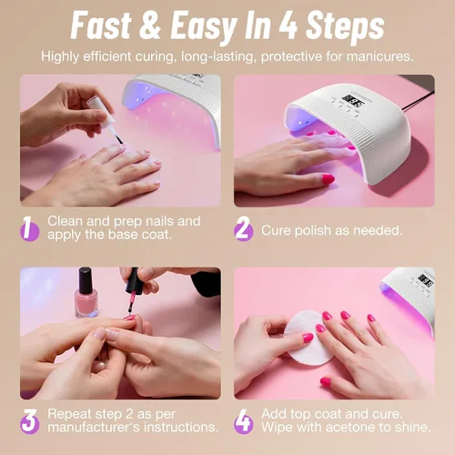 Miniatura 9 de LadyMisty Lámpara de uñas UV, secado rápido, luz UV para uñas de gel con 30 cuentas de lámpara dual, 4 temporizadores, pantalla LCD, luz LED de bajo