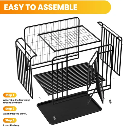 Miniatura 5 de 48 Inch Dog Kennel with Wheels, High Anxiety Steel Indoor Dog Cage with Removable Tray, Indestructible Escape Proof Heavy Duty Dog Crate Extra Large