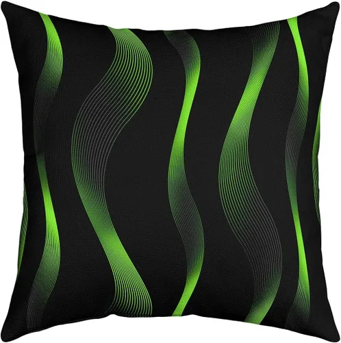 Miniatura 17 de Juego de 4 fundas de almohada geométricas a rayas de 16 x 16 pulgadas, fundas de almohada geométricas de rayas rojas, negras y grises para sofá