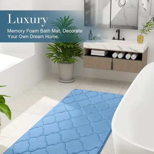 Miniatura 7 de OLANLY Alfombra de baño de espuma viscoelástica de 24 x 16 pulgadas, ultra suave y absorbente, antideslizante, cómoda, lavable a máquina, para suelo