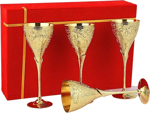 Miniatura 15 de Copas de champán de boda chapadas en oro de 24 quilates para la novia y el novio, copa de latón para comunión, cáliz de metal, regalo para parejas