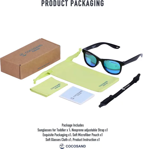 Miniatura 2 de COCOSAND Gafas de sol para niños pequeños con correa flexible TPE marco cuadrado protección UV400 para niños niñas y niños de 2 a 6 años