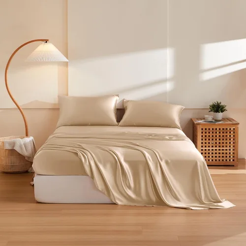 Miniatura 26 de THXSILK Juego de sábanas de seda de 4 piezas, sábanas de seda de morera 100% natural de grado superior 6A+, juegos de ropa de cama de lujo, ultra