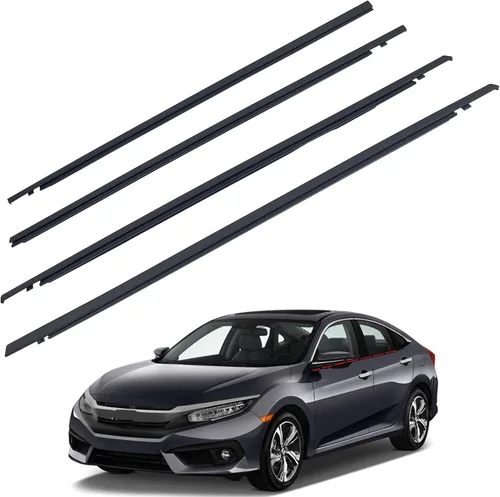 4 piezas moldura de ventana tira selladora sello de ventana compatible con Honda Civic sedán de 4 puertas 2016 2017 2018 2019 2020 2021 reemplaza