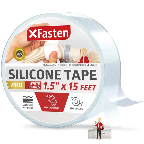 Miniatura 13 de XFasten - Cinta de silicona autofusible Pro, transparente, 1.5 pulgadas x 15 pies, cinta de reparación de silicona extrema de 30 milésimas