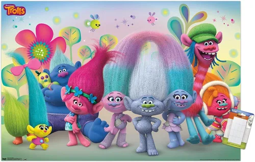 Miniatura 16 de Trends International DreamWorks Trolls - Póster de pared de grupo, 14.725 x 22.375 pulgadas, versión enmarcada de madera de granero