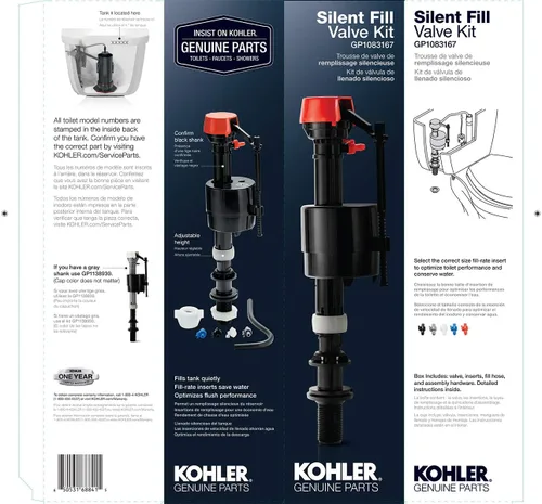 Miniatura 2 de Kohler Repuesto genuino Gp1083167 Juego de válvula de llenado silencioso para todos los inodoros Kohler Clase 5, 12.5 x 3.5 x 3.0 pulgadas