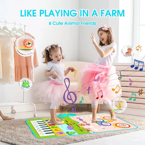 Miniatura 7 de Juguetes 3 en 1 para niños pequeños, tapete musical electrónico con diseño de animales, divertido regalo de Navidad para bebés, niños y niñas de 1