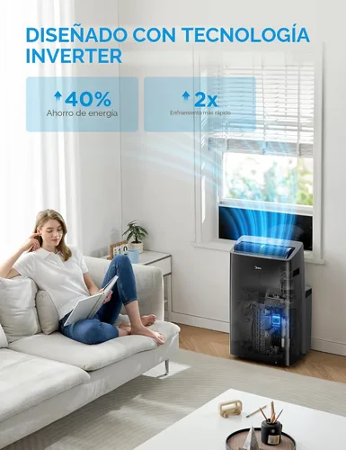Miniatura 3 de Midea Duo 12,000 BTU (10,000 BTU SACC) Inversor de alta eficiencia, aire acondicionado portátil ultra silencioso, enfría hasta 450 pies cuadrados