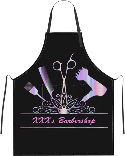 Delantal de peluquería personalizado para hombres y mujeres, delantal de peluquería con texto personalizado con bolsillos, delantal ajustable