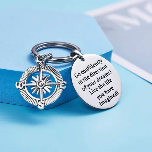 Miniatura 4 de LParkin - Collar/Llavero de acero inoxidable con la inscripción "Go Confidently In The Direction Of Your Dreams", acero inoxidable, Direction-pendant