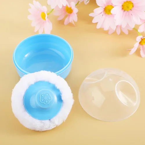 Miniatura 6 de WLLHYF Soplo cosmético para el cuerpo del bebé, cara grande, esponjoso, suave, cuerpo suelto con estuche para bebé, niño, adulto, baño, viajes Azul