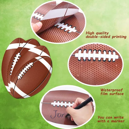 Miniatura 7 de Recorte de fiesta de fútbol, paquete de 22 tableros de anuncios de fútbol, decoración de aula, recortes con puntos de pegamento para decoración
