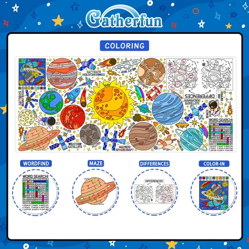 Miniatura 2 de Gatherfun Póster gigante para colorear para pared de aula, versátil póster de actividades para el espacio exterior de 31.5 x 72 pulgadas, cubierta