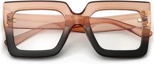 Miniatura 10 de Gafas de luz azul extragrandes para mujer, moda, gafas de computadora de lente cuadrada gruesa, sin receta, gafas negras, A1 negro