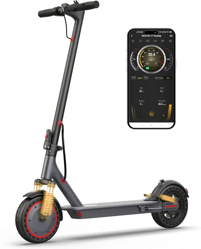 Patinete eléctrico para adultos, motor de 500 W con suspensiones dobles, velocidad máxima de 22 MPH y alcance de 22 millas, neumático sólido de 10