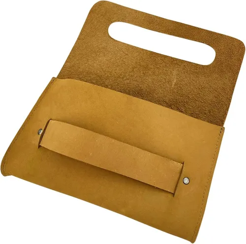 Miniatura 6 de Weatherproof Leather, Bolso de mano mediano femenino hecho a mano de gamuza - Old Tobacco, Tabaco Antiguo