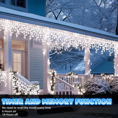 Miniatura 7 de Aurelema 640 luces LED de Navidad para exteriores, extra largas, 8 modos, impermeables, con 120 gotas, guirnalda de luces colgantes con control