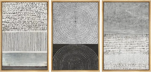 Miniatura 195 de SIGNWIN Lienzo enmarcado para pared, arte con pinceladas de flujo neutro en tonos beige abstractos, ilustraciones, arte moderno, decorativo