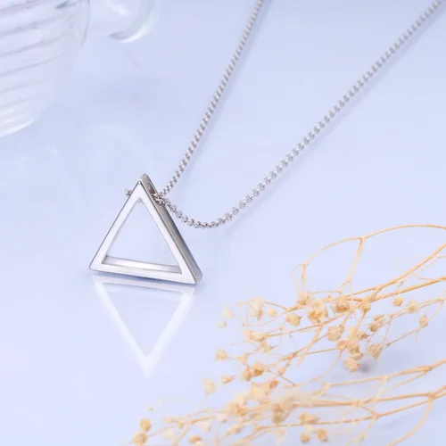 Miniatura 4 de DAOCHONG Collar de plata de ley 925 con formas geométricas, triángulorectángulorombocírculo, collar con colgante para mujer