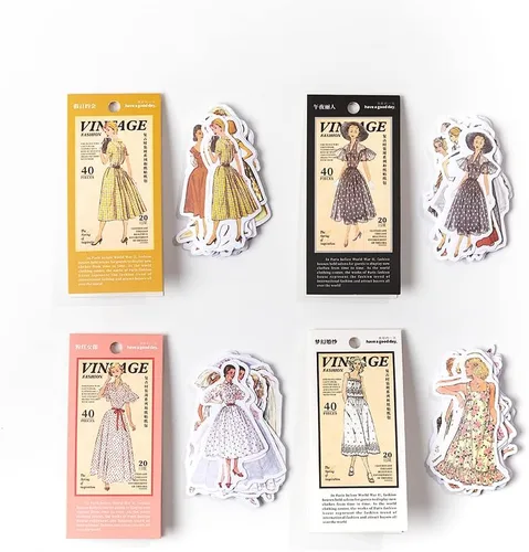 Alideco Paquete de 160 calcomanías de vinilo para álbumes de recortes, estilo vintage, moda, dama, costura, vestido, divertido, calcomanías