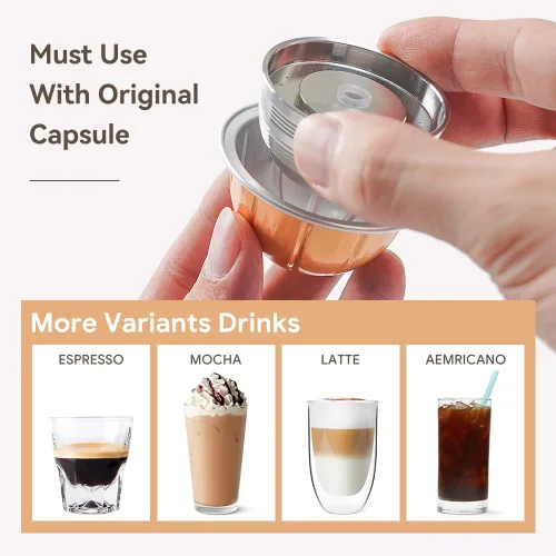 Miniatura 7 de Cápsula de café reutilizable de acero inoxidable solo para máquina de café Vertuo Next, cápsula de café reutilizable de metal debe usarse