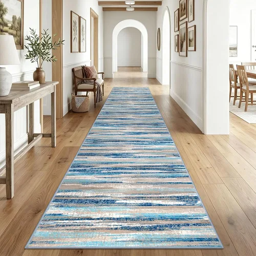 Miniatura 51 de Alfombra de pasillo moderna Lansny 2 x 6 pulgadas, alfombra de cocina lavable verde mostaza multicolor, alfombra antideslizante suave para pasillo