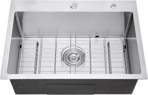 Miniatura 14 de Fregadero de cocina cepillado de 18 x 18 pulgadas, acero inoxidable 304, con ranura de drenaje en forma de X, fregadero de barra profunda de 6