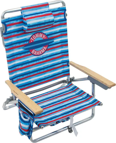 Miniatura 10 de Tommy Bahama - Silla plegable clásica para playa con 5 posiciones y mochila, rayas azules y verdes, 23 x 25.25 x 31.5 pulgadas