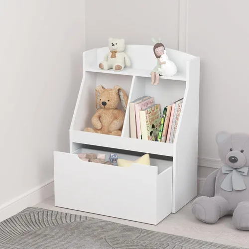 Miniatura 2 de Estantería para niños, estante para libros para niños con cajones con ruedas, organizador de almacenamiento de juguetes, estantería para habitación