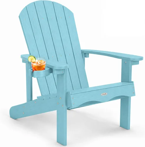 Miniatura 42 de Y&M Adirondack - Silla negra para hoguera, sillas de patio al aire libre con soporte para tazas, resistentes a la intemperie, sillas de patio